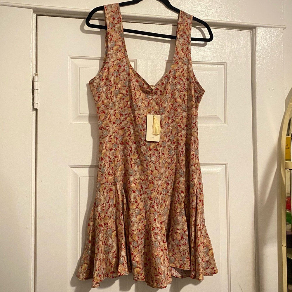 NWT Doen Silk Seashell Print Porto Dress XL